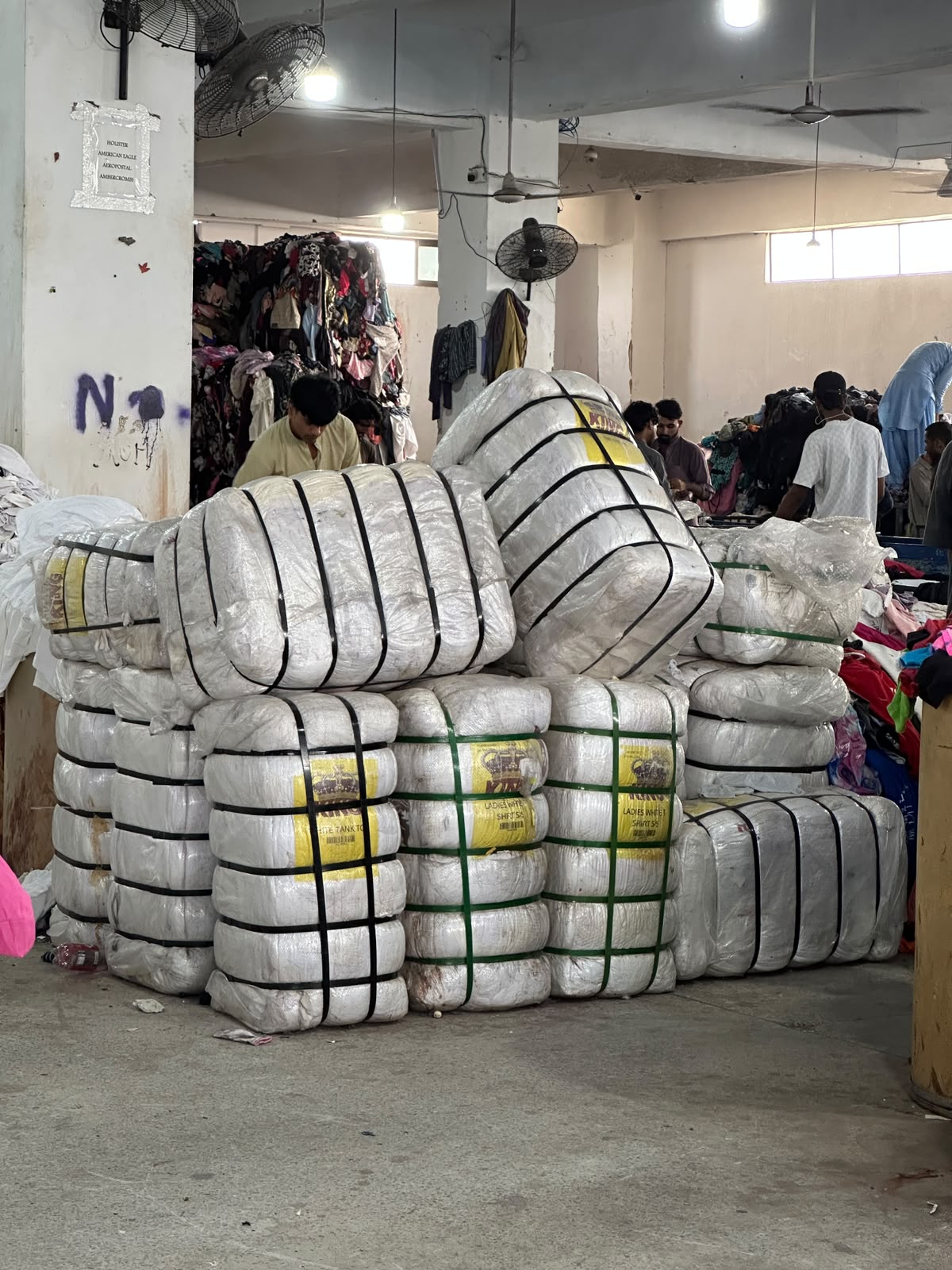 Galaxy Rags warehouse with packed bales